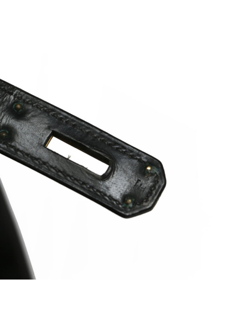 Sac Kelly 32 HERMES en cuir box noir vintage