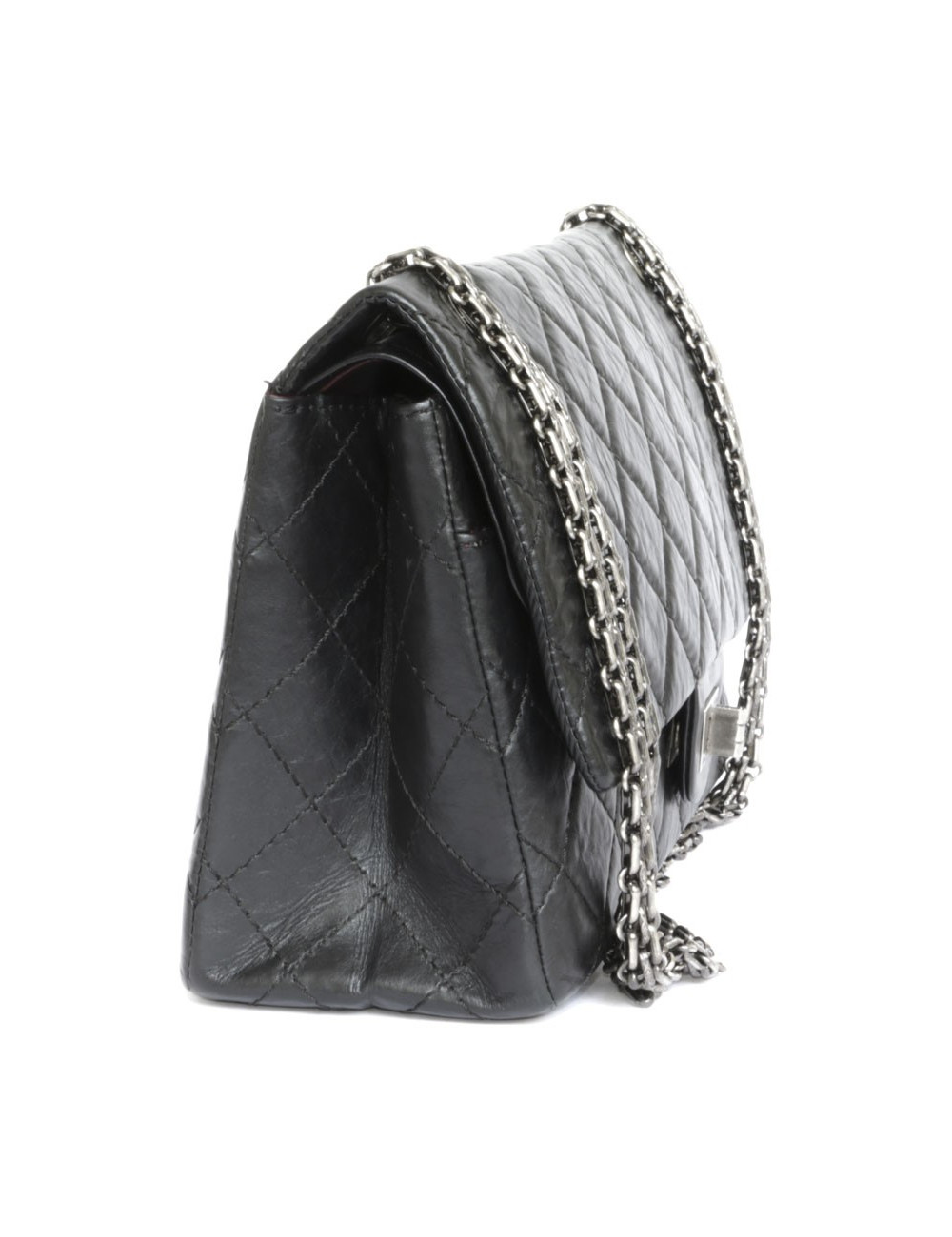 Bag 2.55 CHANEL black distressed leather