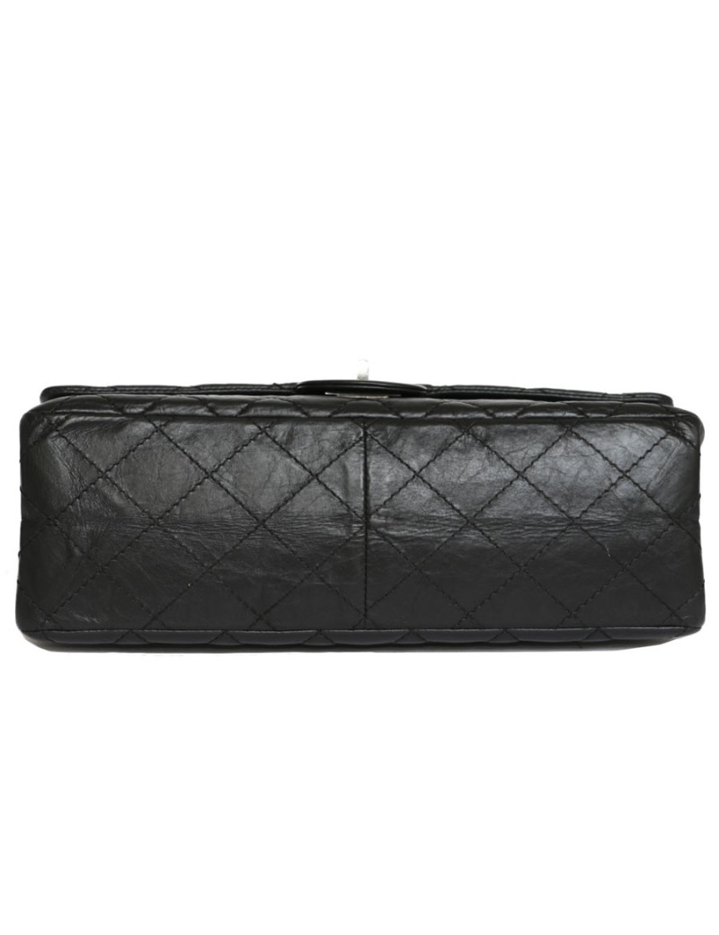 Sac 2.55 CHANEL cuir de veau vieilli noir chaîne argent