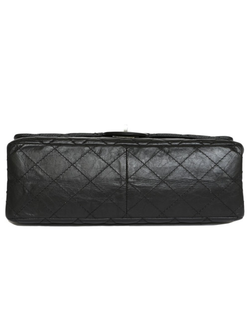 Sac 2.55 CHANEL cuir de veau vieilli noir chaîne argent