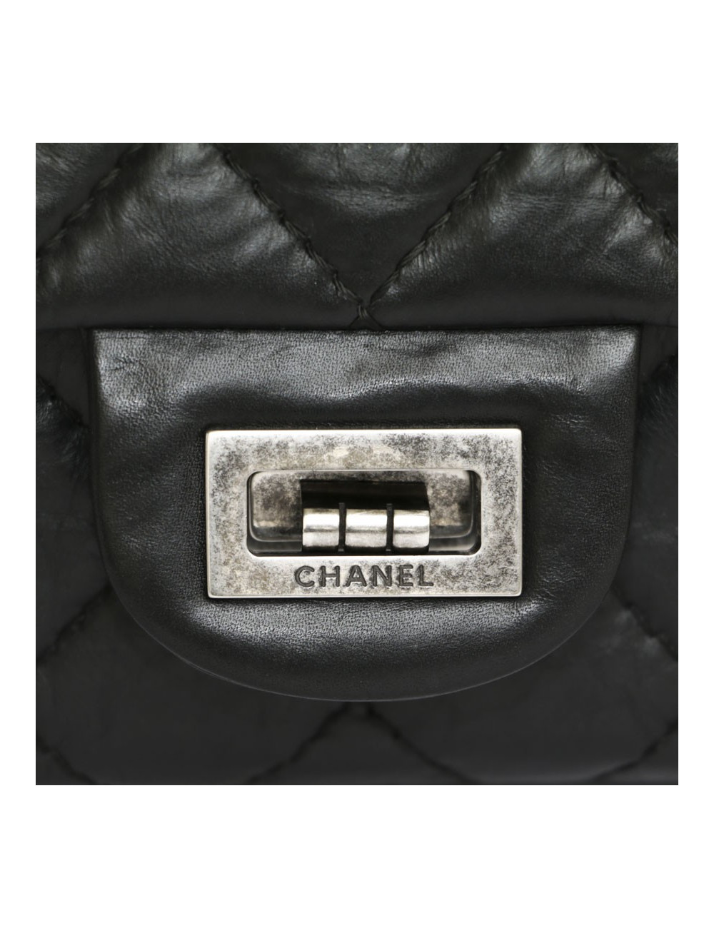 Bag 2.55 CHANEL black distressed leather