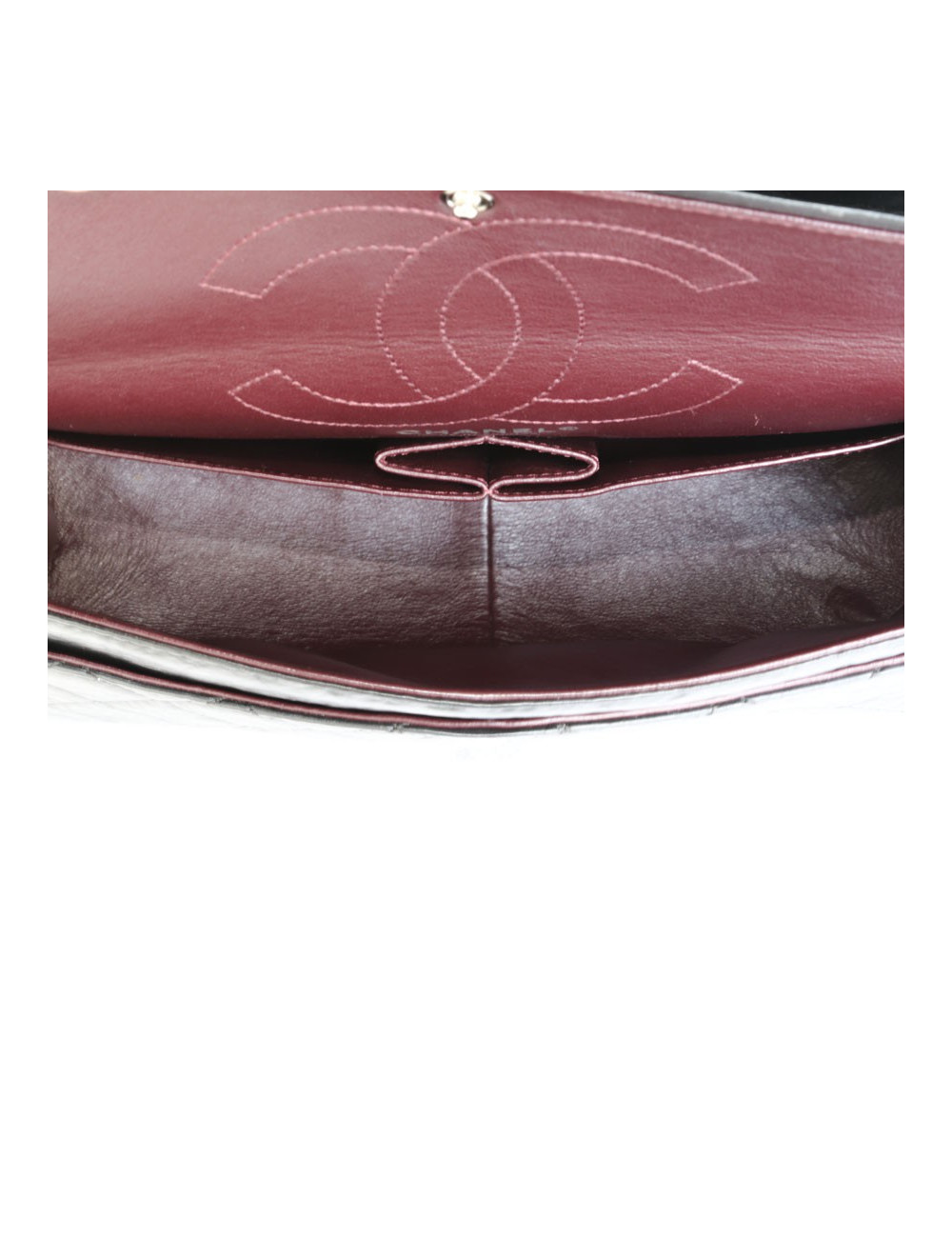 Sac 2.55 CHANEL cuir de veau vieilli noir chaîne argent