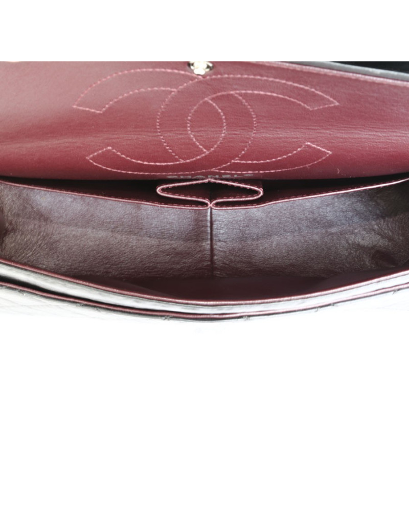 Sac 2.55 CHANEL cuir de veau vieilli noir chaîne argent