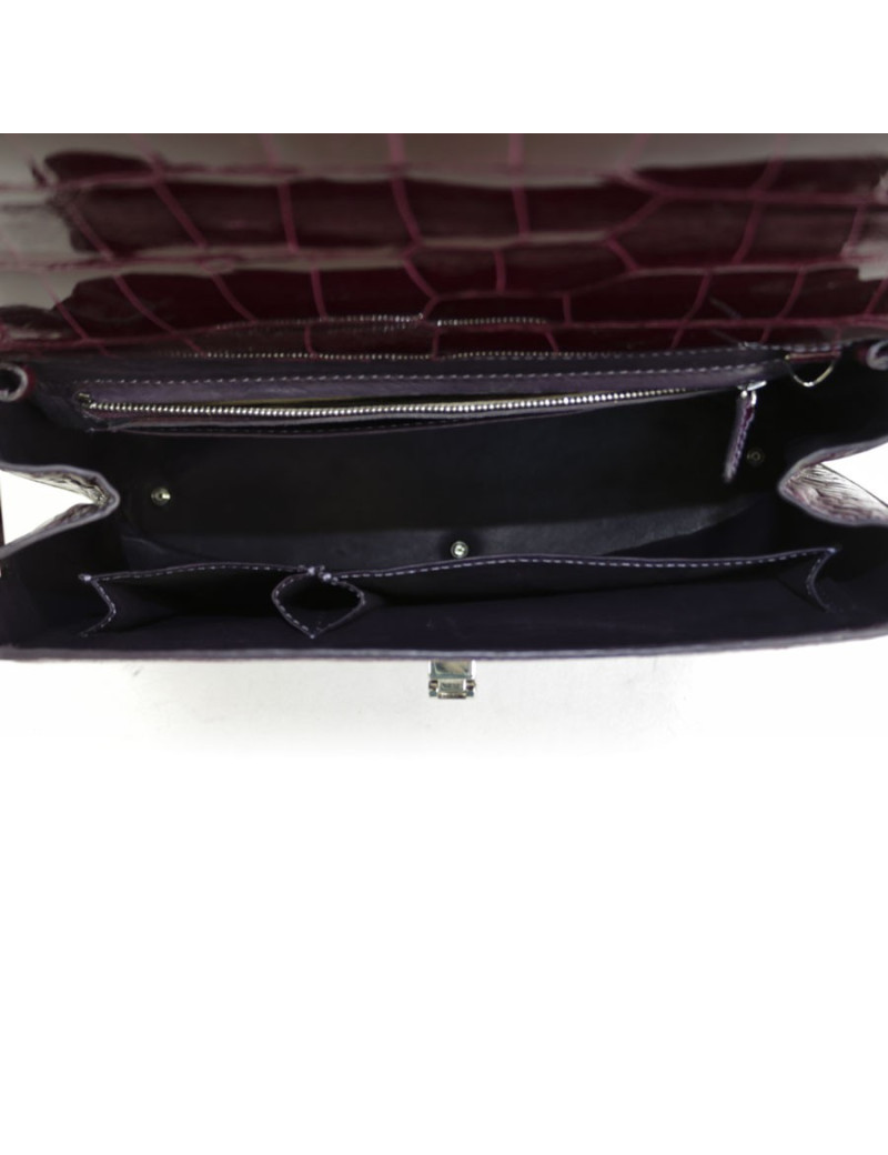 Sac ASPREY crocodile bordeaux