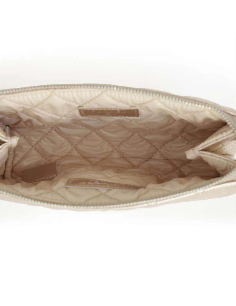 Pochette CHANEL cuir matelassé rose poudré brillant