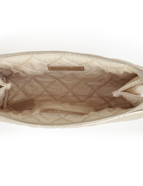 Pochette CHANEL cuir matelassé rose poudré brillant