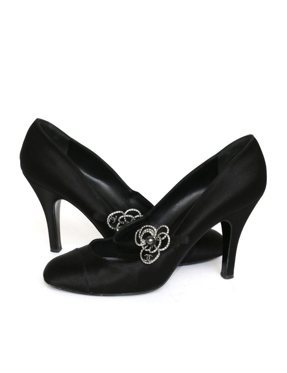 Escarpins CHANEL T 40,5 satin noir