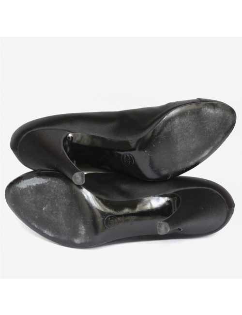 Escarpins CHANEL T 40,5 satin noir