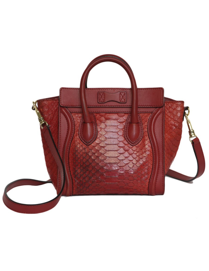 CELINE 'Nano' bag in red leather and python