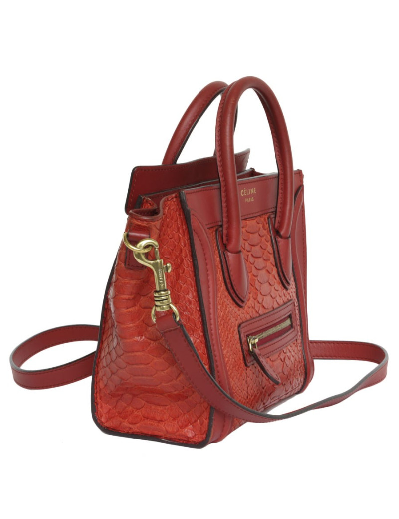 CELINE 'Nano' bag in red leather and python