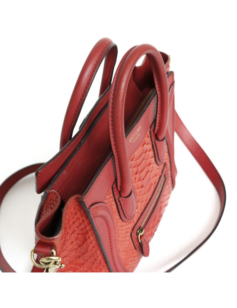 Sac 'Nano' CELINE en cuir et python rouge