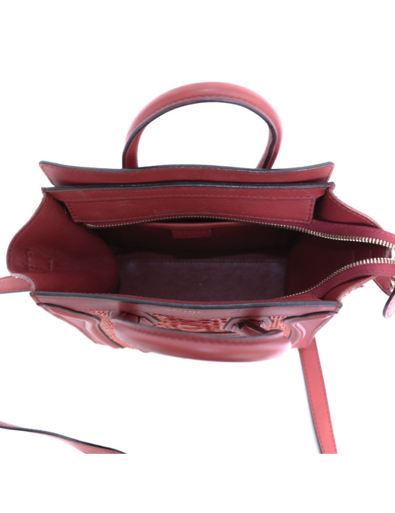 CELINE 'Nano' bag in red leather and python