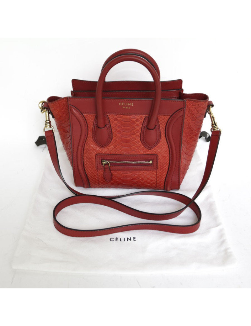 Sac 'Nano' CELINE en cuir et python rouge