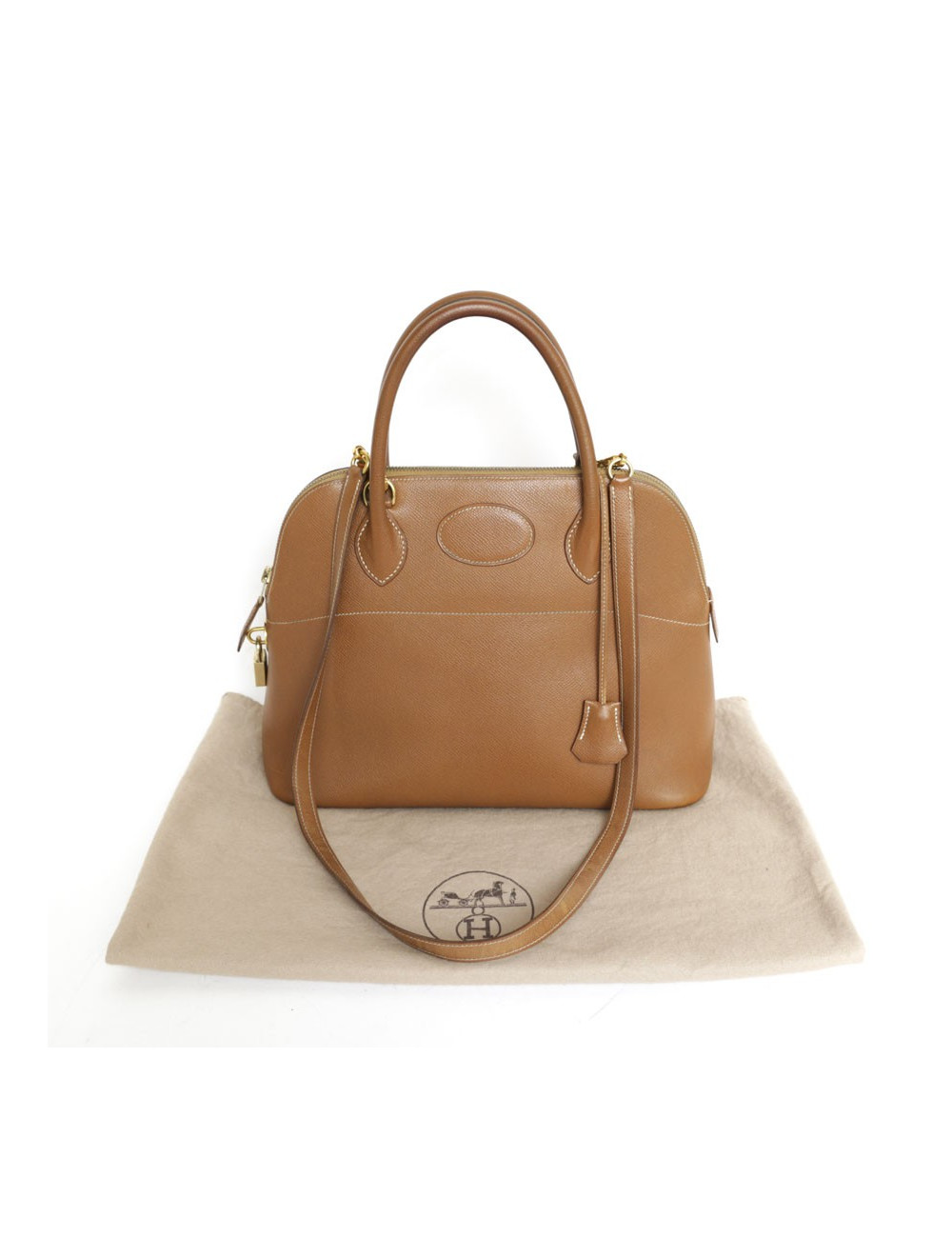 HERMES 'Bolide' bag in gold grained courchevel leather