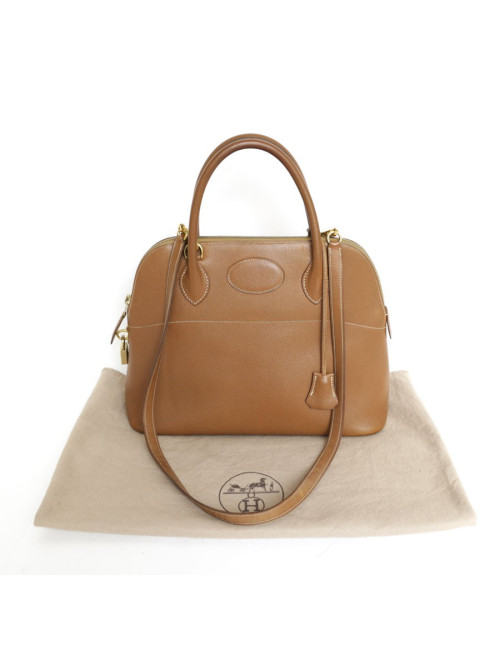 HERMES 'Bolide' bag in gold grained courchevel leather