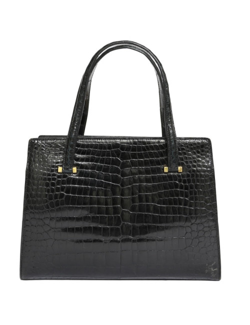 Sac HERMES Pullman en crocodile noir