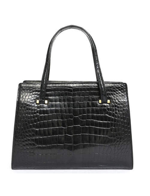 Sac HERMES Pullman en crocodile noir