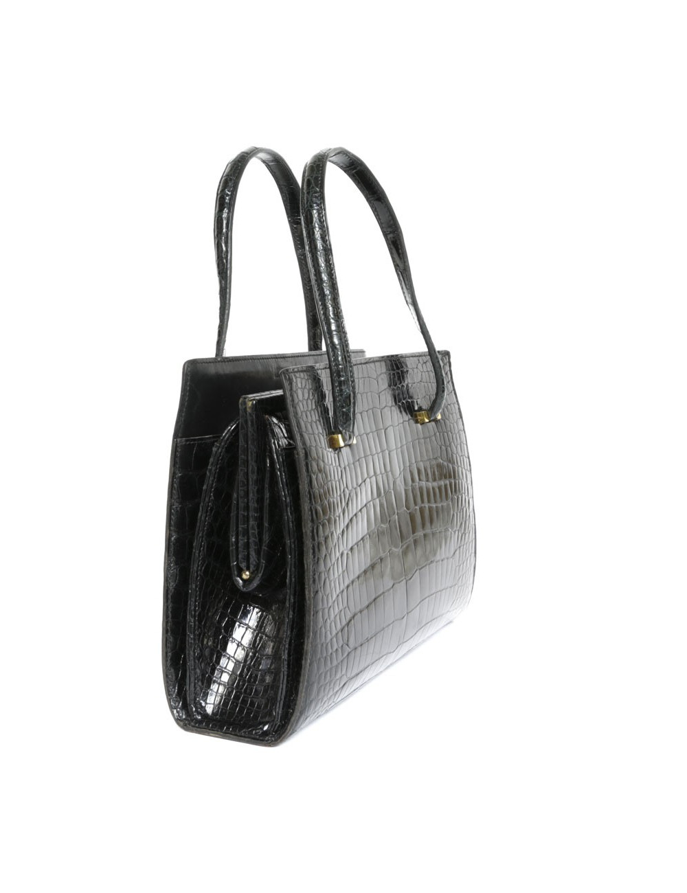 Sac HERMES Pullman en crocodile noir