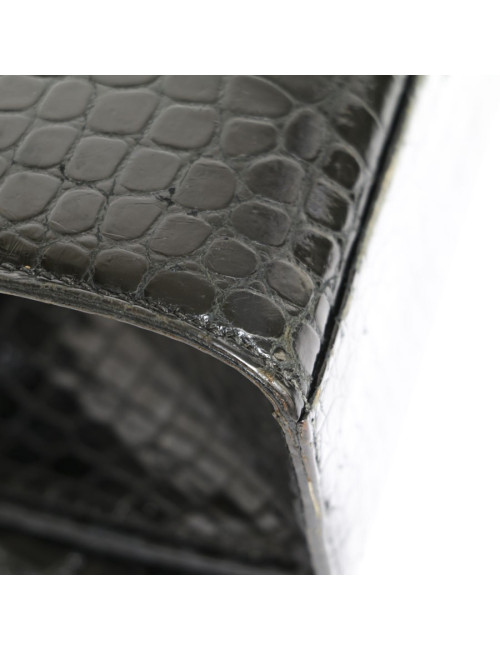 Sac HERMES Pullman en crocodile noir