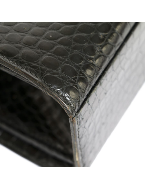 Sac HERMES Pullman en crocodile noir
