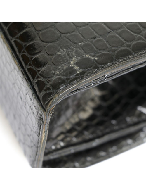 Sac HERMES Pullman en crocodile noir
