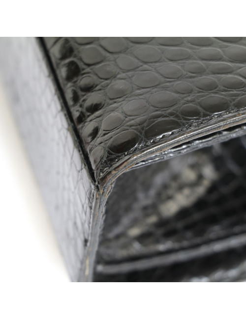 Sac HERMES Pullman en crocodile noir