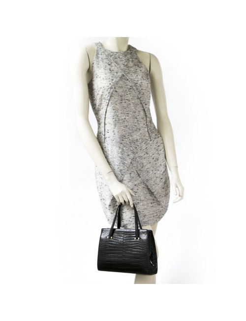 Sac HERMES Pullman en crocodile noir