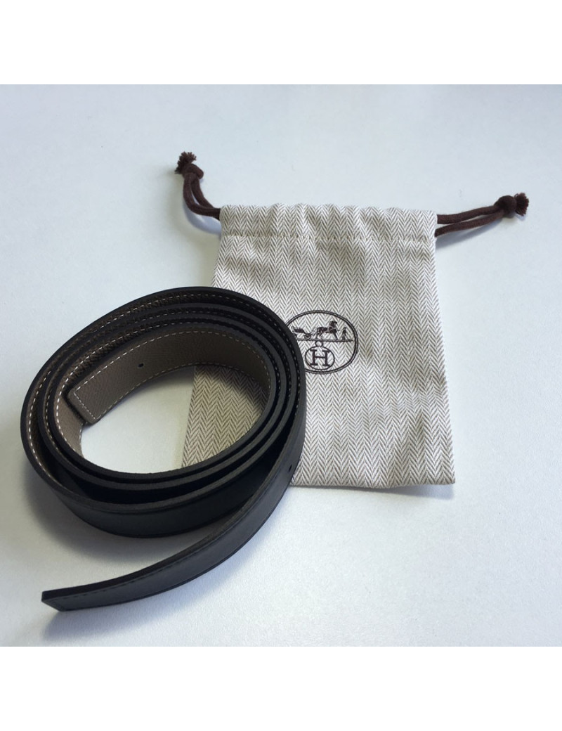 Ceinture HERMES T85 etoupe et noire sans la boucle