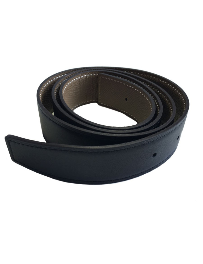 Ceinture HERMES T85 etoupe et noire sans la boucle