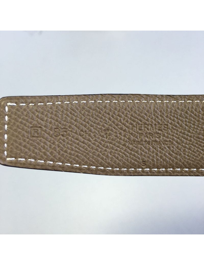 Ceinture HERMES T85 etoupe et noire sans la boucle