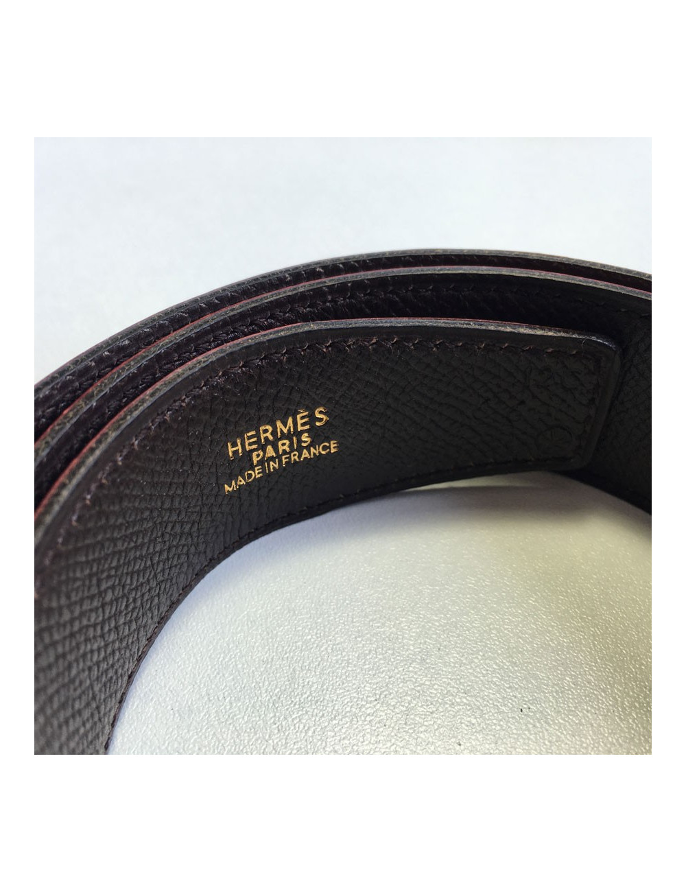 Belt HERMES "anchor" gold-plated and leather epsom Brown and Red