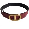 Belt HERMES "anchor" gold-plated and leather epsom Brown and Red