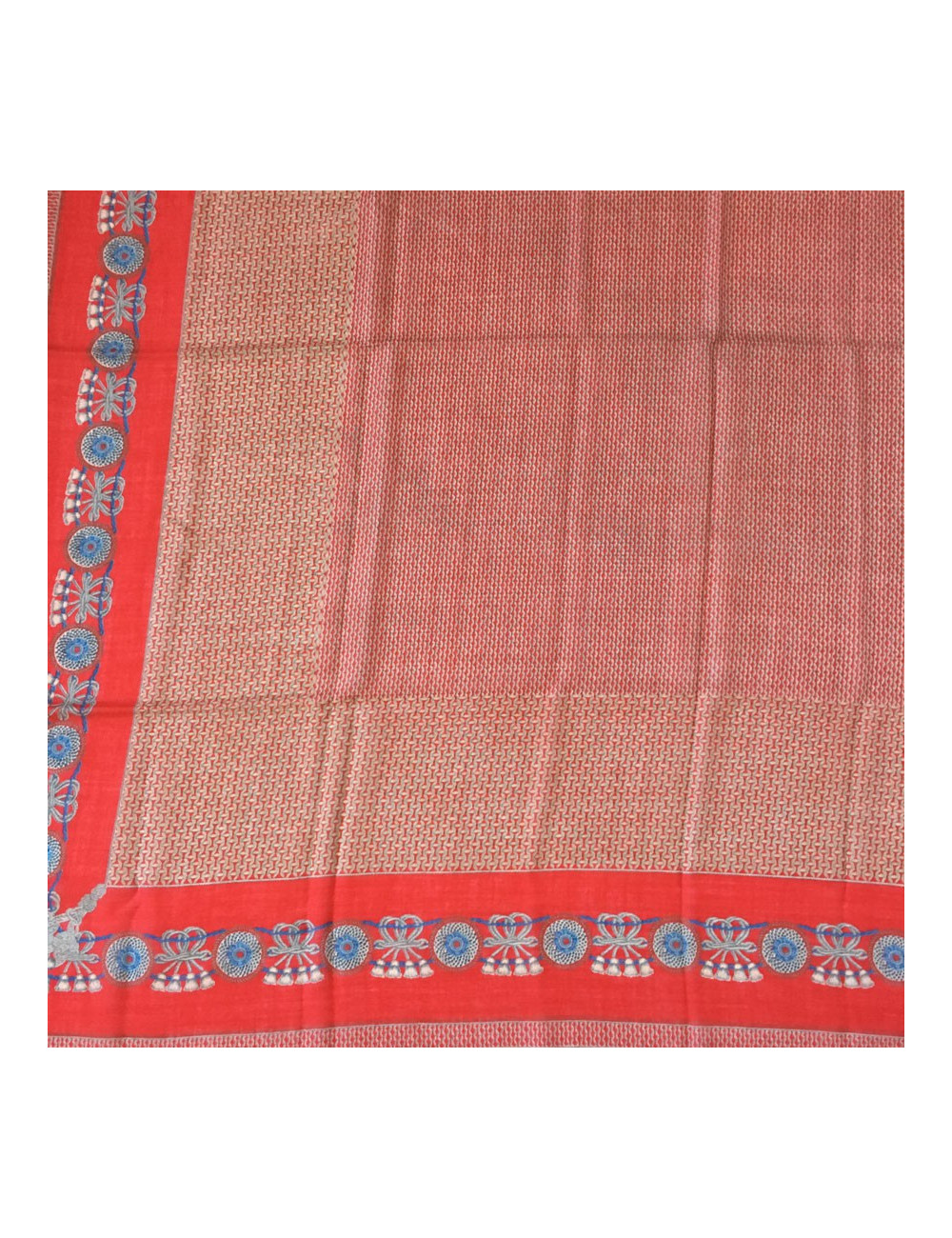 Châle CHANEL frangé en laine et soie rouge 
