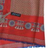 CHANEL shawl fringed wool and silk Red