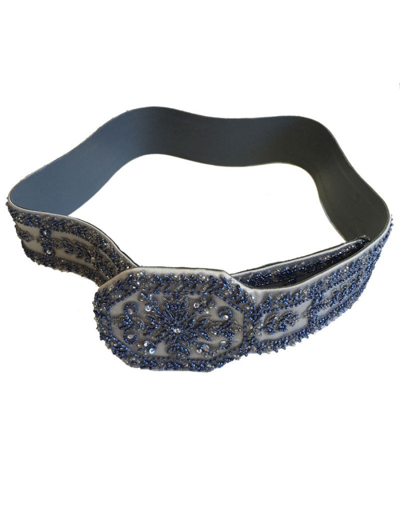 Ceinture VALENTINO en tissu gris brodé de perles