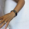 Bracelet HERMES en émail noir, jaune et gris