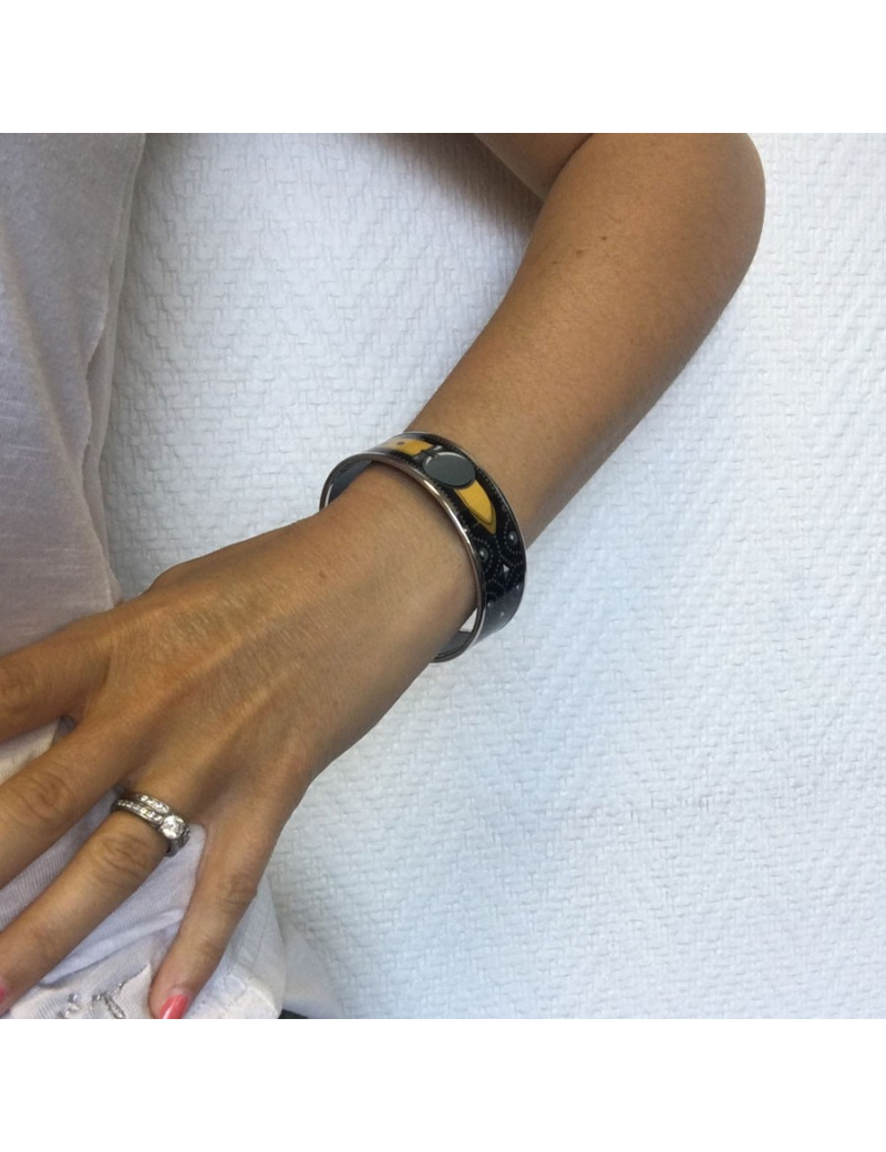 HERMES bracelet in black, yellow and grey enamel