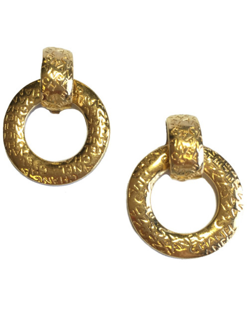 Boucles d'oreille clips CHANEL pendantes vintage dorés