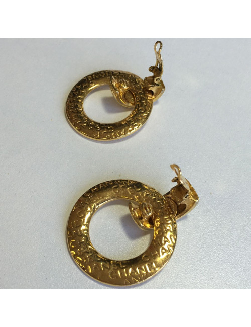 Boucles d'oreille clips CHANEL pendantes vintage dorés