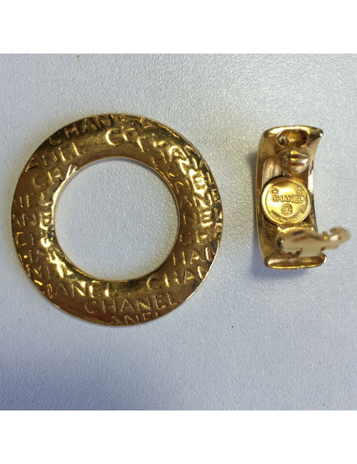 Boucles d'oreille clips CHANEL pendantes vintage dorés