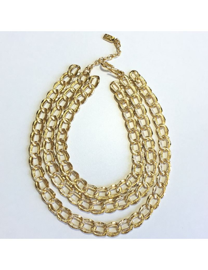 Collier triple rangs YSL YVES SAINT LAURENT en métal doré