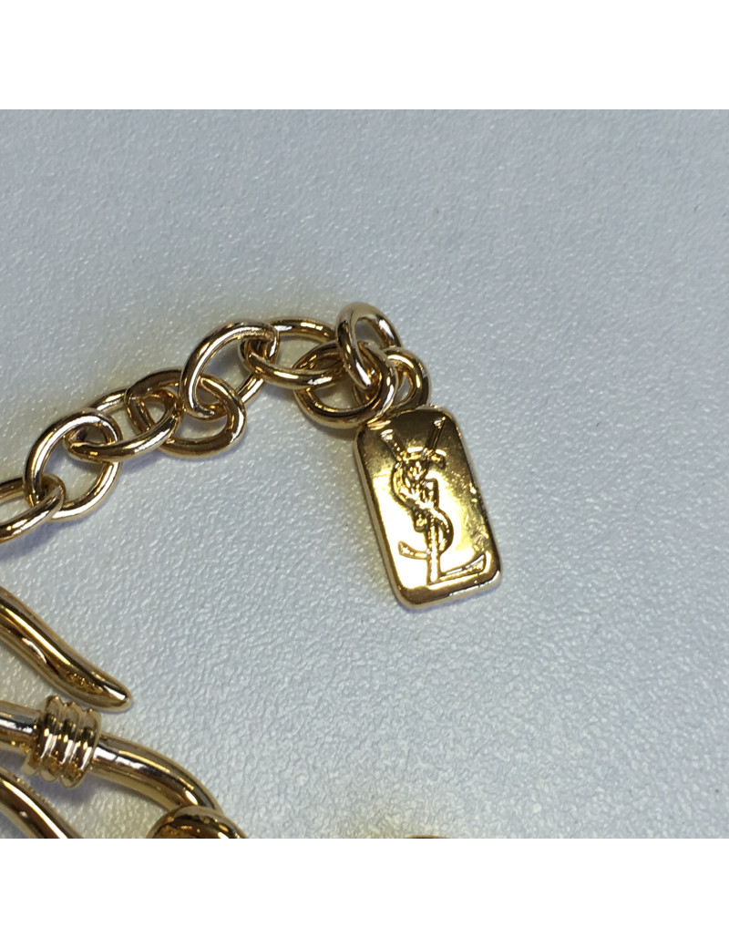  YSL YVES SAINT LAURENT triple raws chain necklace in gilded metal