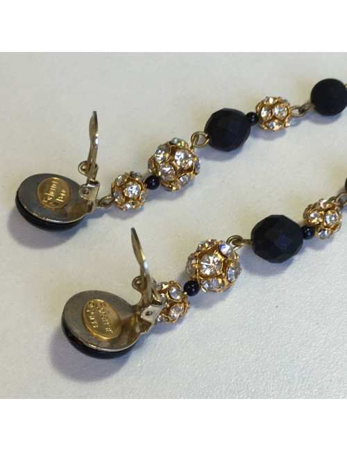 Clips of ears Jean-Louis SCHERRER black and gold earrings