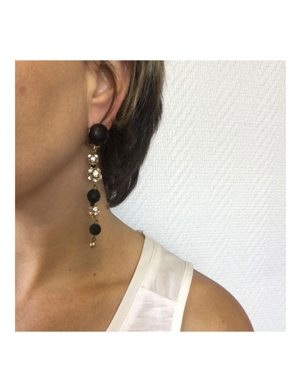 Clips of ears Jean-Louis SCHERRER black and gold earrings