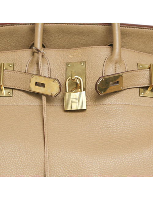 Top Backpack straps HERMES travel leather gold H