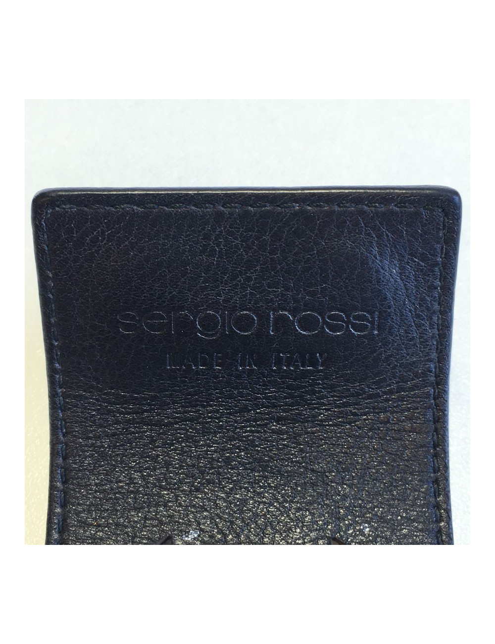 Manchette SERGIO ROSSI en cuir noir et bijouterie argentée