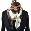 Hermès "Ex Libris in Camouflage" in white and Brown silk