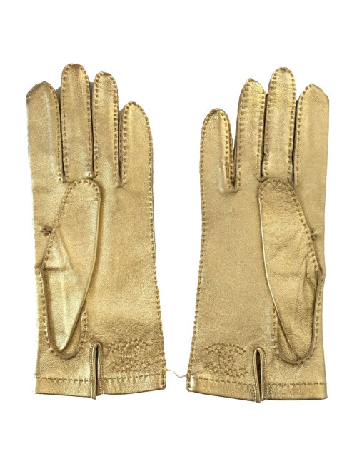 Gants CHANEL cuir d'agneau dorés t 7.5