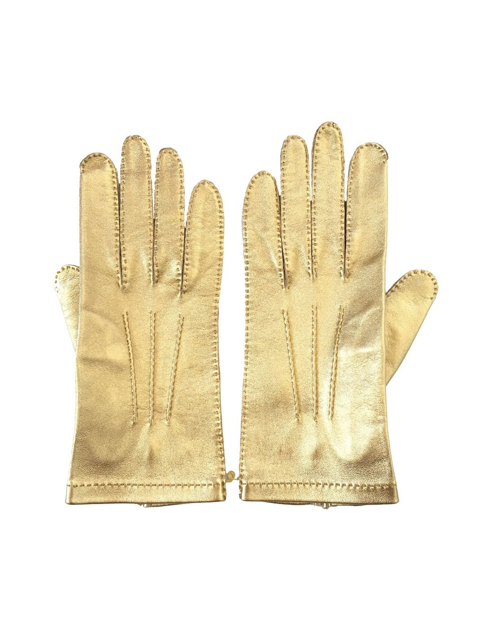 Gants CHANEL cuir d'agneau dorés t 7.5