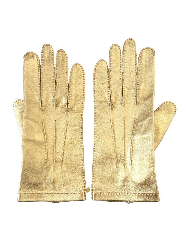 Gants CHANEL cuir d'agneau dorés t 7.5